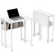 image 1 of HOMCOM 63 cm Foldable Computer Desk on Wheels for Small Spaces | White