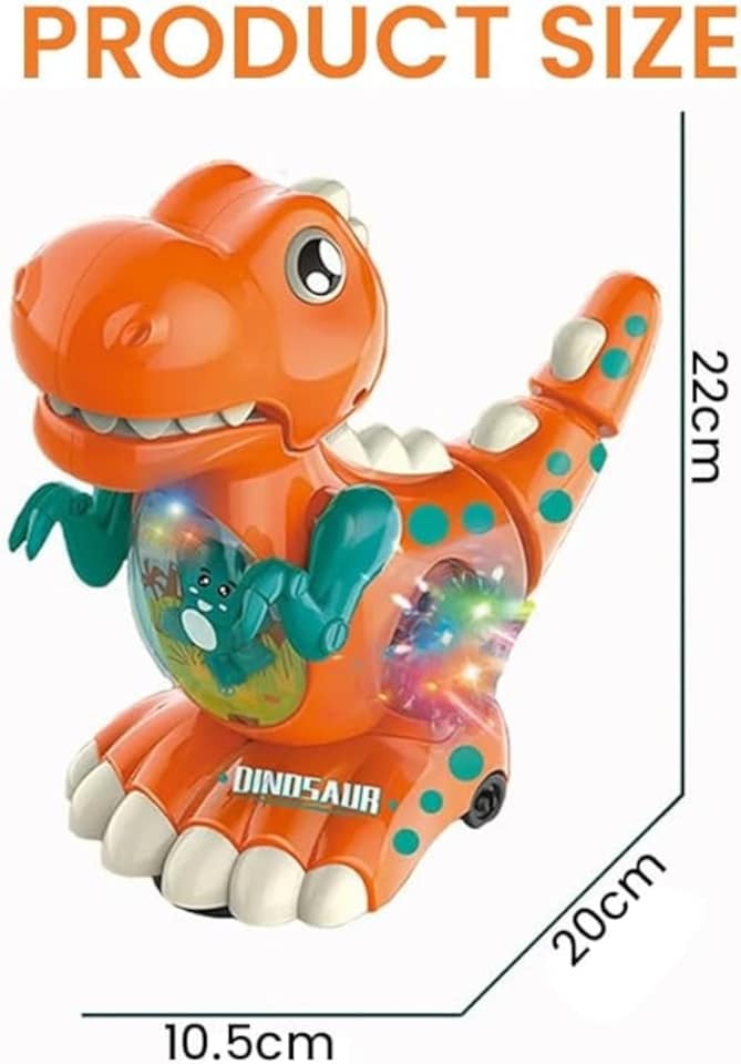 image 1 of Alivio Crawling Walking Dinosaur Baby Toy with Musical Lights for 1 to 2 Years Boys Girls (Orange)