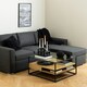 image 3 of Randolf Square Coffee Table with 2 Shelves in Black and Oak