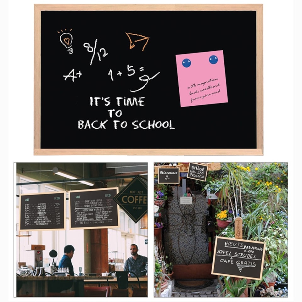 image 1 of Wood Framed Magnetic Writing Black Board 30 x 40cm
