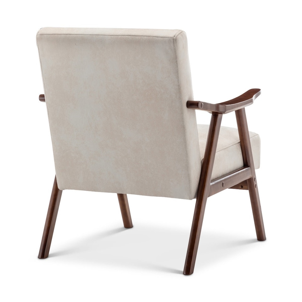 image 1 of Faux Leather Suede Cream Selma Accent Chair