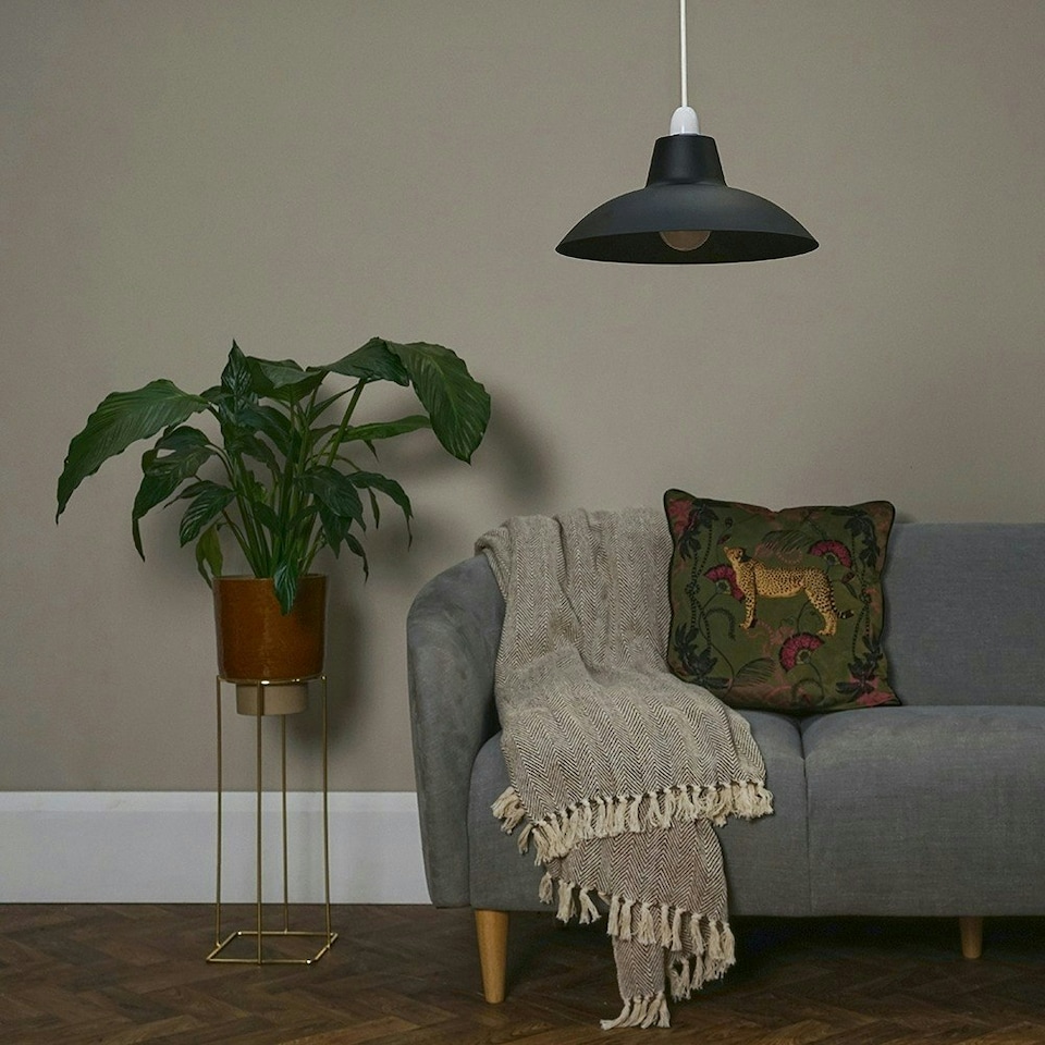 image 1 of ValueLights Pair Of Black Metal Easy Fit Ceiling Pendant Light Shades