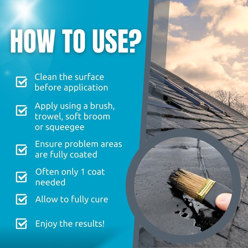 image 1 of Smartseal Liquid Roof Repair, Black, Repair and Waterproof Roof Leaks, Gutters, Lead Flashing, Metal, Slate, Concrete, Felt, 1L