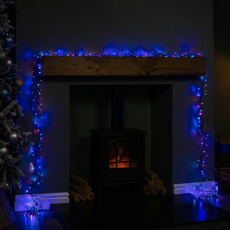 image 1 of 6m 240 LED TreeBrights Christmas String Lights with Timer in Blue, White & Red