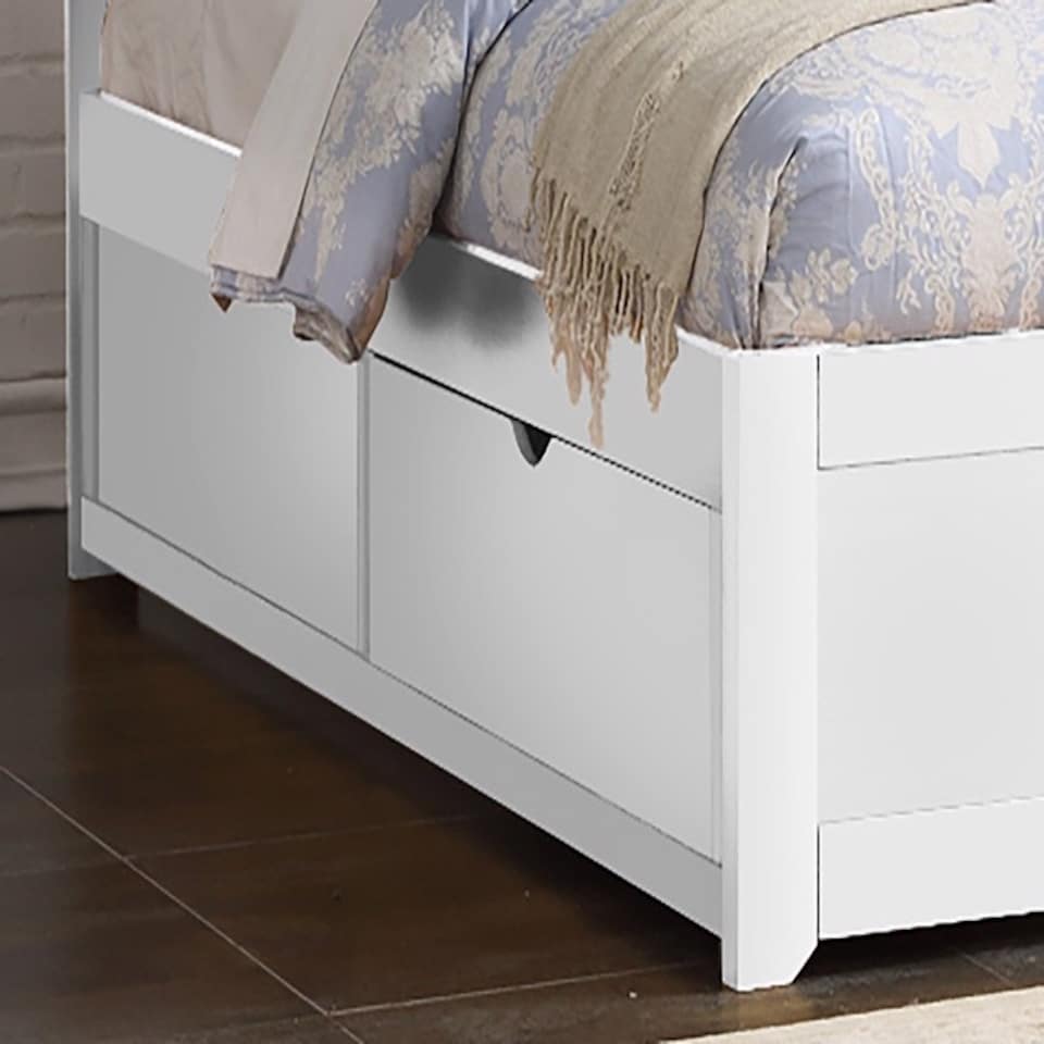 image 1 of 4ft6 Double White Finish Wood Bed Frame.2 Drawer Storage,Wooden Woodern, Bedstead