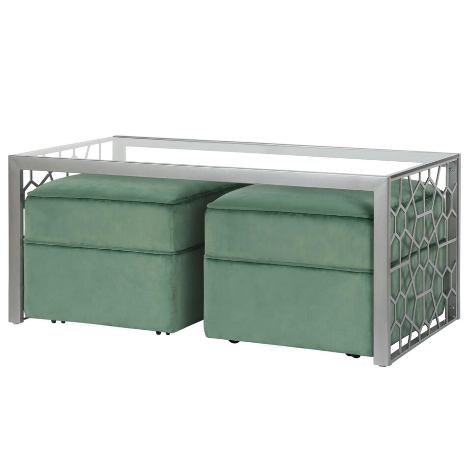 image 1 of Juliette Glass Top C. Table Silver Temp. Glass Silver | Silver