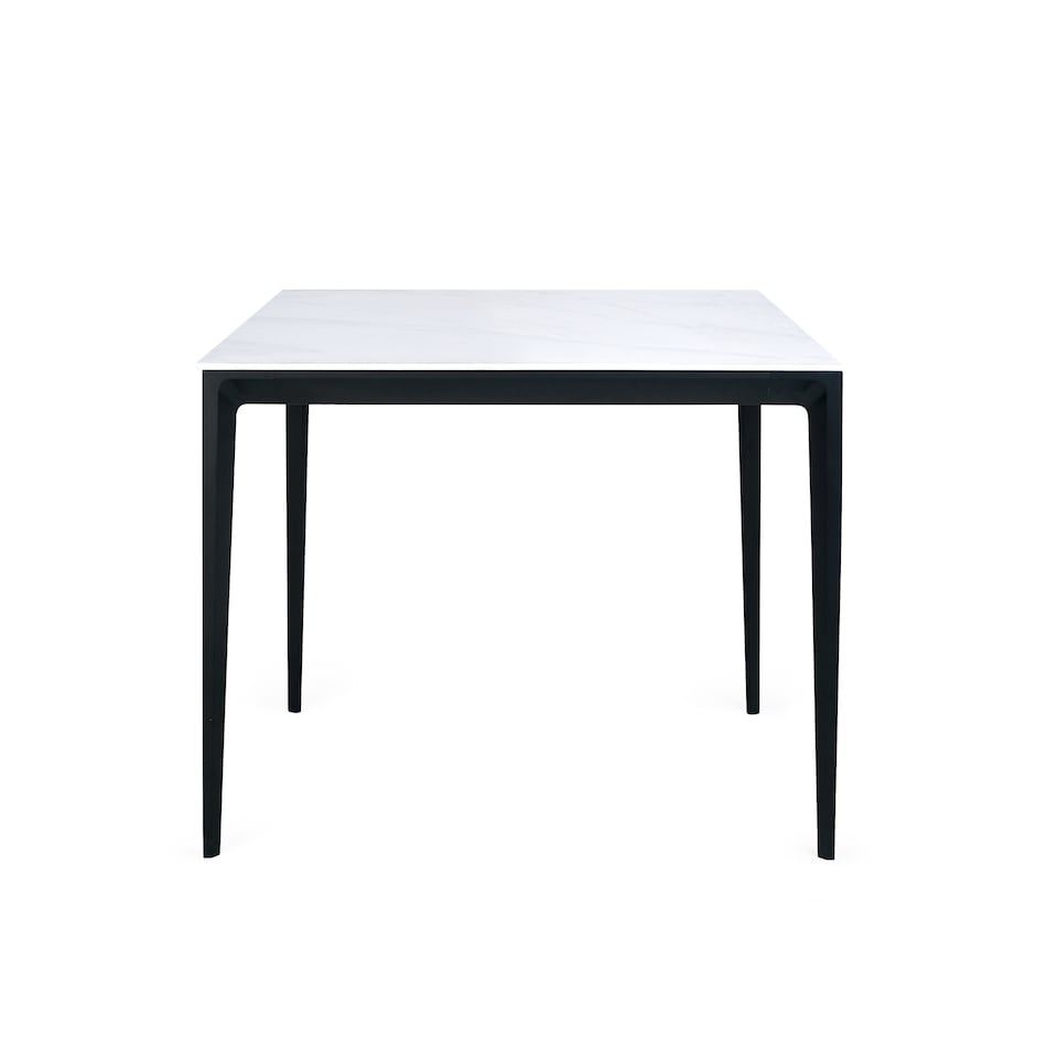 image 1 of Miami Square Stone Top Dining Table - White Marble