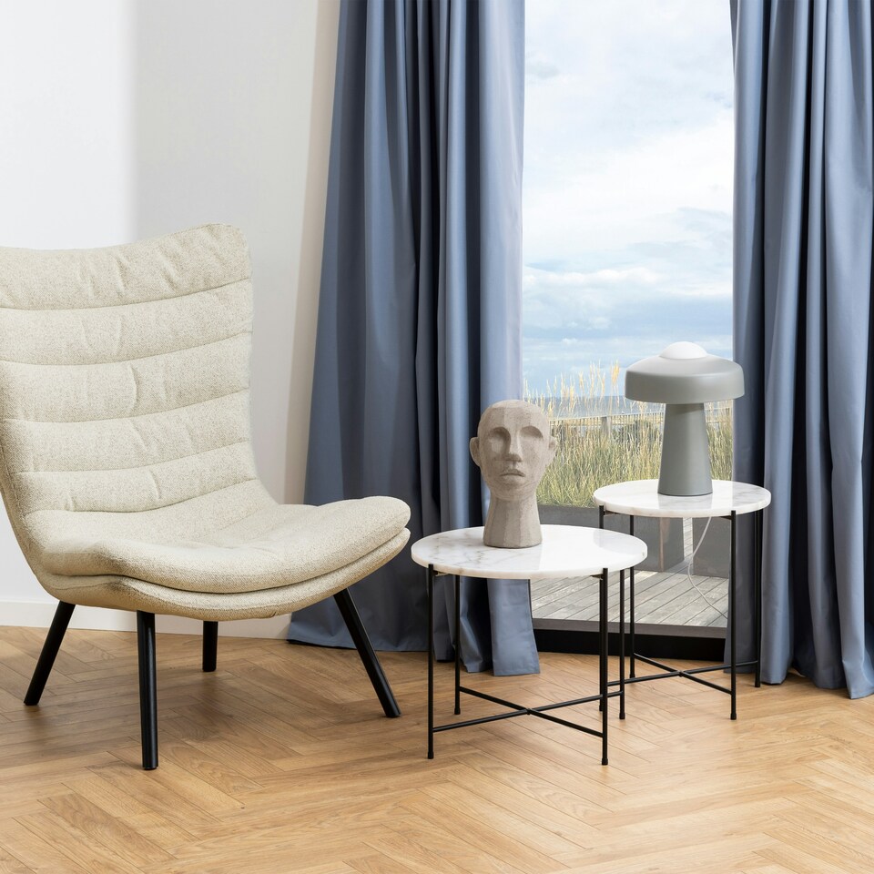 image 1 of Avila Side Table with White Marble Top 52x40cm