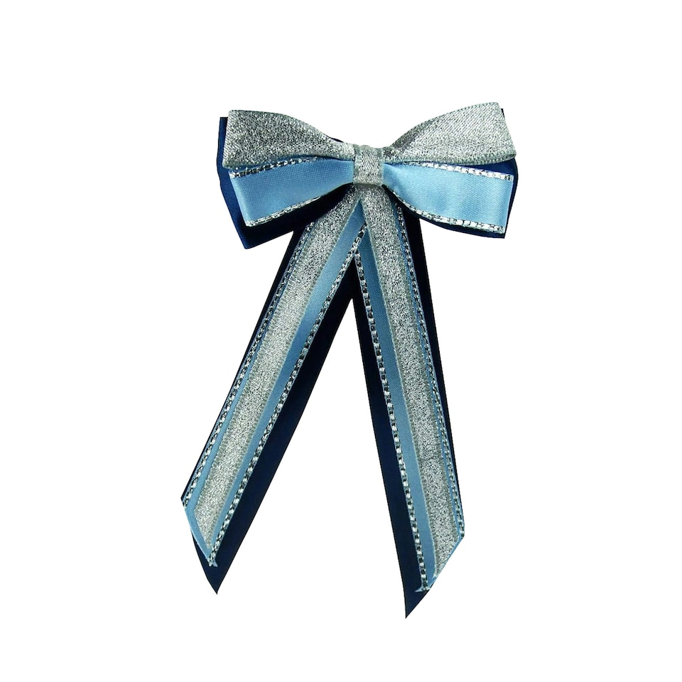 ShowQuest Hairbow and Tails - Navy/Pale Blue/Silver - One Size