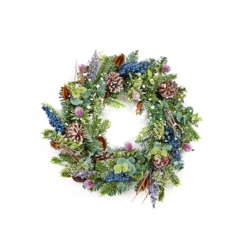 Premier Christmas Wreath Frosted Blackberry Eucalyptus 50cm