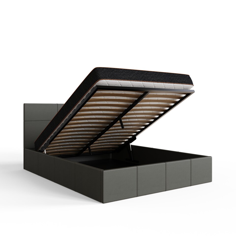 image 1 of End Lift Ottoman Storage Bed Small Double Grey | Grey | Grey