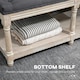 image 5 of HOMCOM 2-Tier Bed End Bench, Vintage Stool Button Tufted Window Seat Cream White Grey