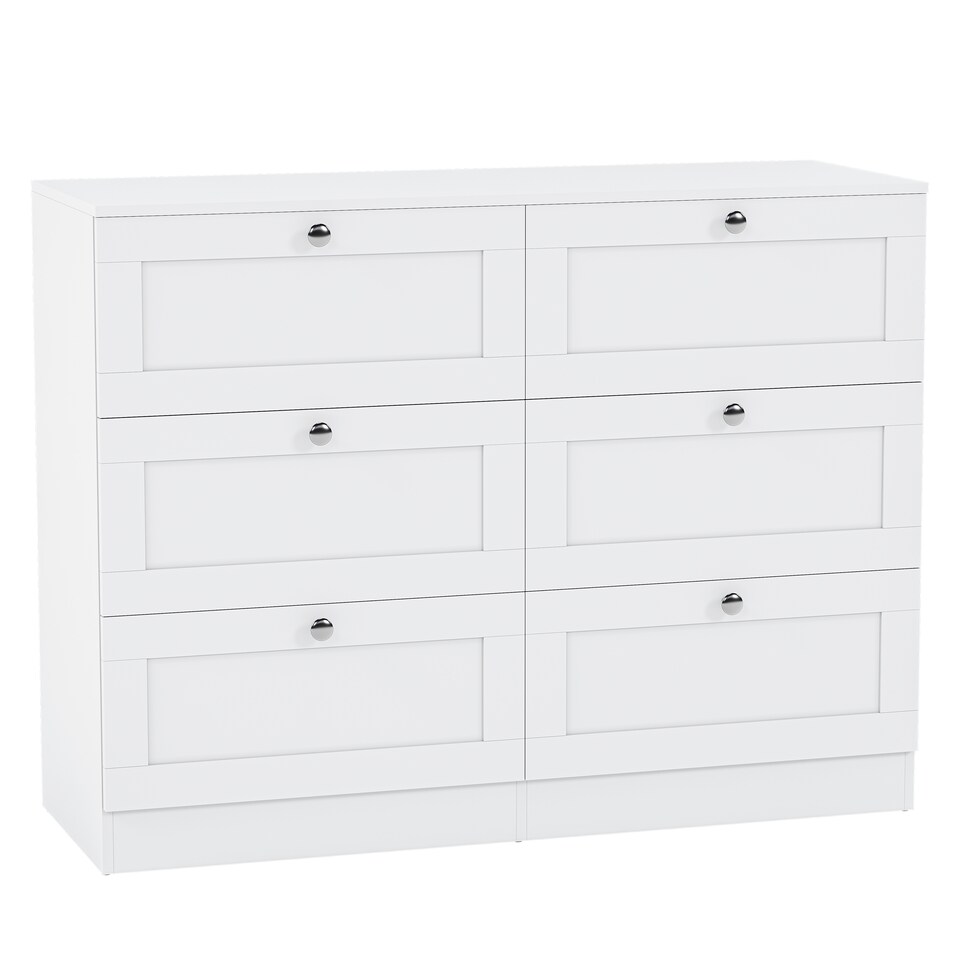 image 1 of Vida Designs Altino White 6 Drawer Chest Storage Cabinet - H: 76.5cm x W: 100cm x D: 36cm