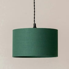 ValueLights Reni Forest Green Drum Shade 3 Drop Bar Matte Black Diner Ceiling Pendant Light Black