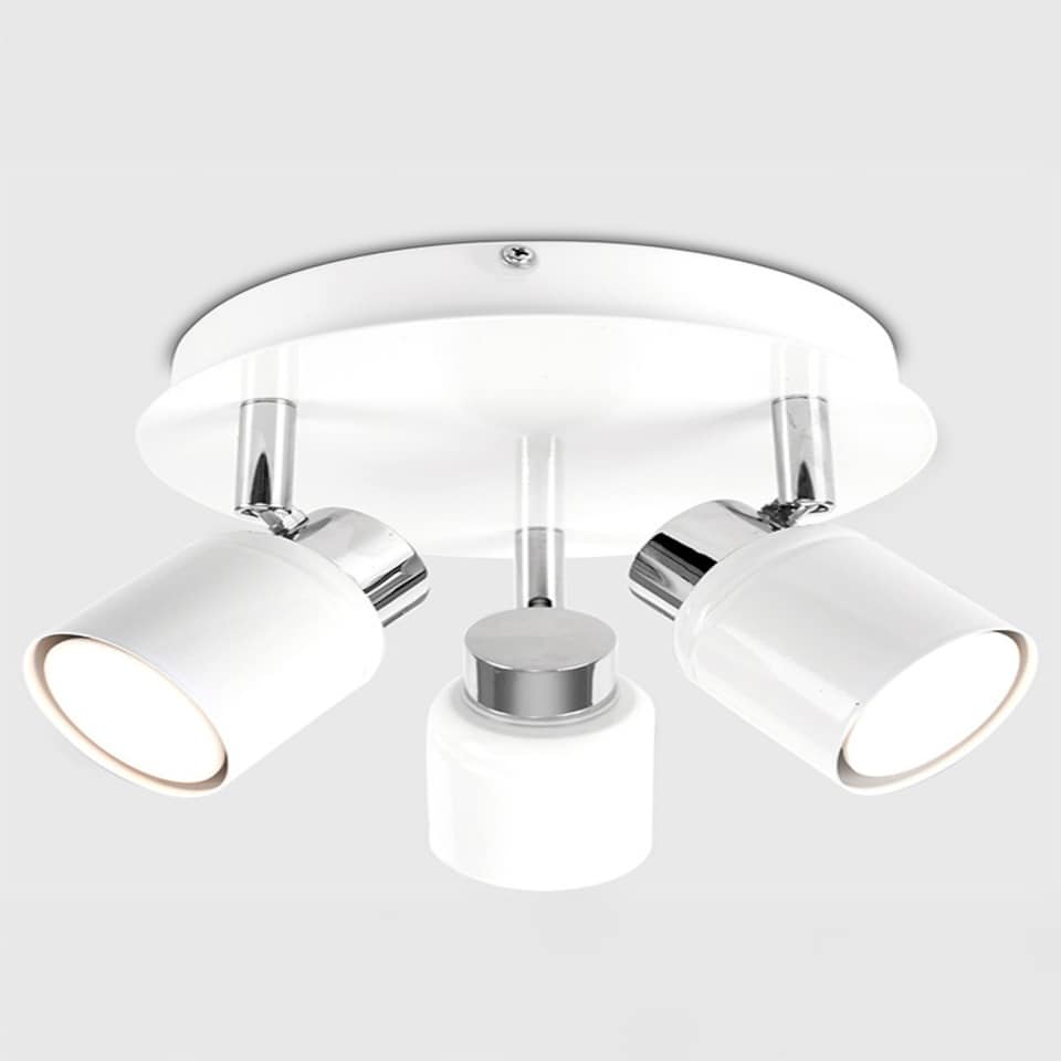 image 1 of ValueLights Benton White IP44 Round Adjustable Ceiling Light | White