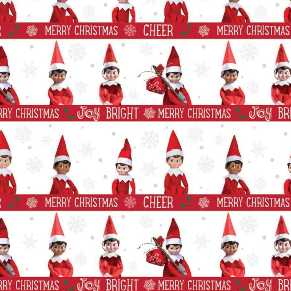 image 1 of Elf on the Shelf Christmas 2 Sheets & 2 Tags Gift Wrap