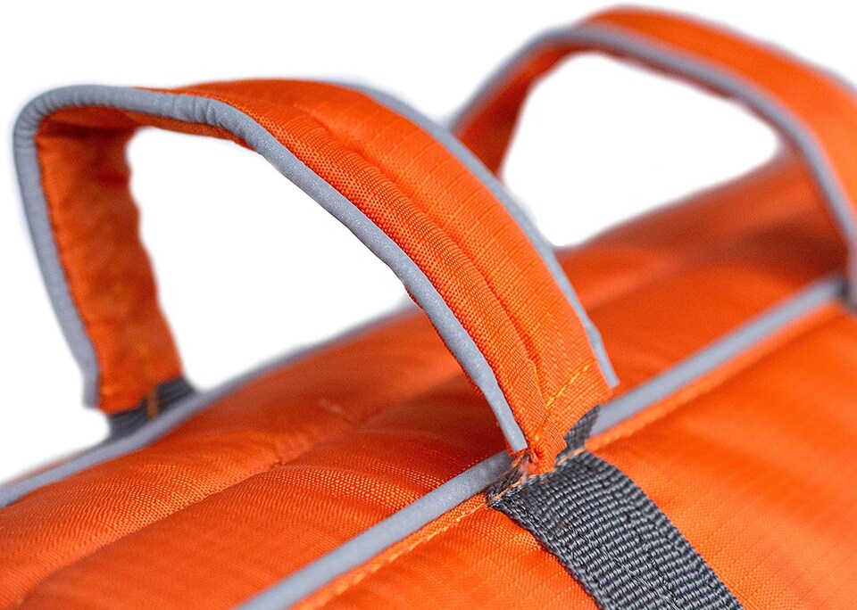 image 1 of Outward Hound Granby Splash Dog Life Jacket – High Visibility Reflective Float Coat with Easy Grab Handles, Adjustable Pet Swimming Buoyancy Harness