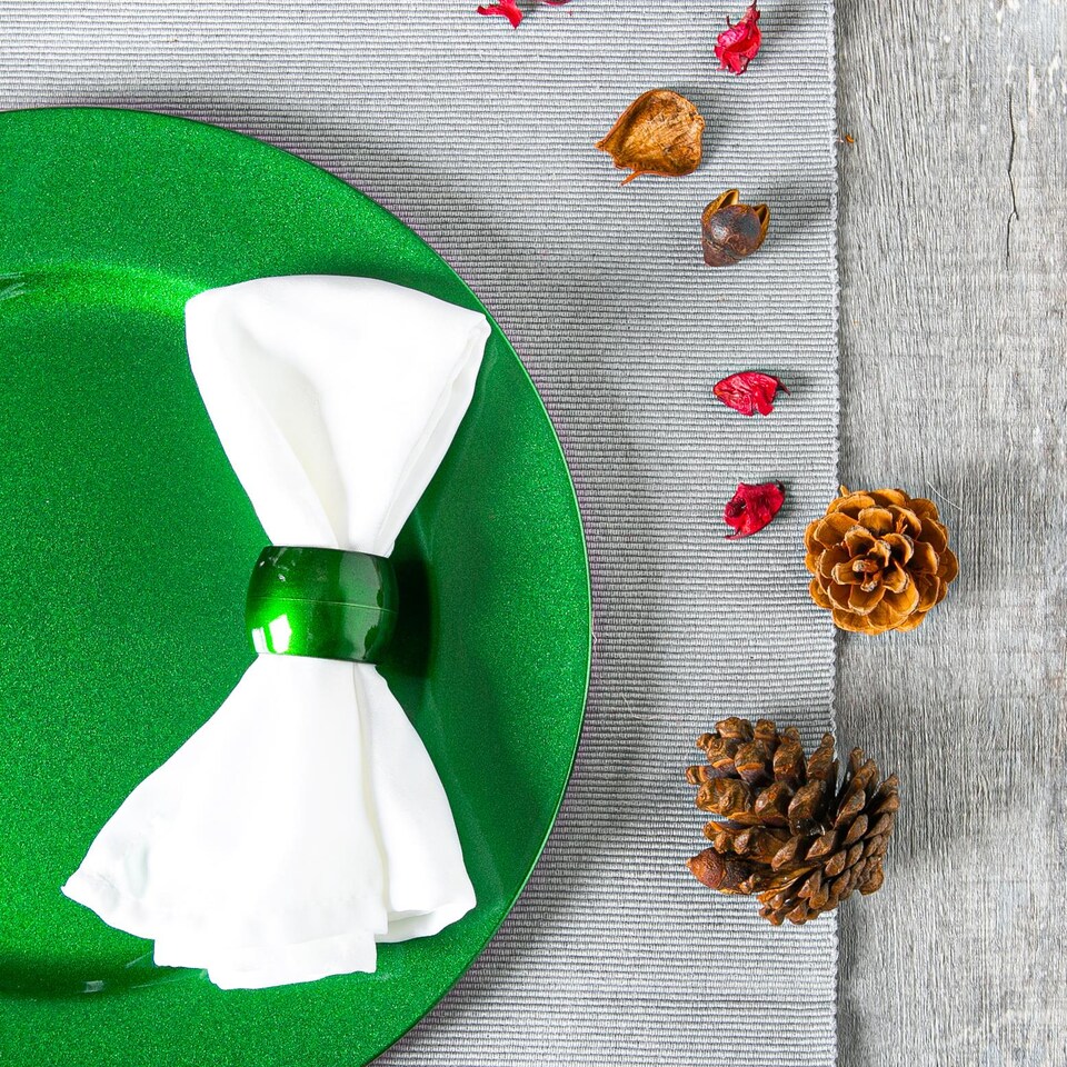 image 1 of Argon Tableware Metallic Napkin Rings - 4.5cm - Green - Pack of 6 | Green | Green