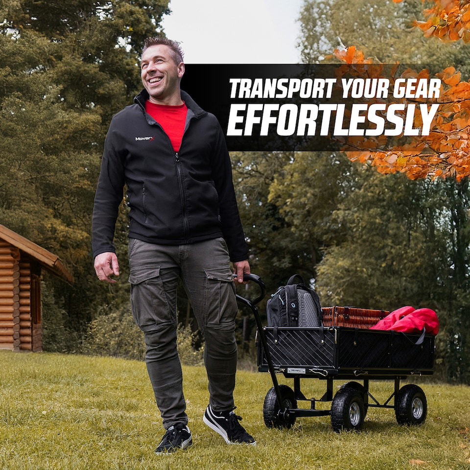 image 1 of MoverX 250KG Garden Trolley Heavy-Duty Wagon, Folding Sides, Rubber Wheels