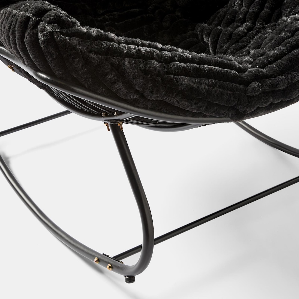 image 1 of OHS Ribbed Faux Fur Rocking Chair Upholstered Metal Frame Cushioned