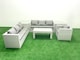 image 2 of Fimous Wicker PE Rattan Sofa Garden Furniture Set with Oblong Coffee Table Armchair 2 Side Tables Light Grey Mixed