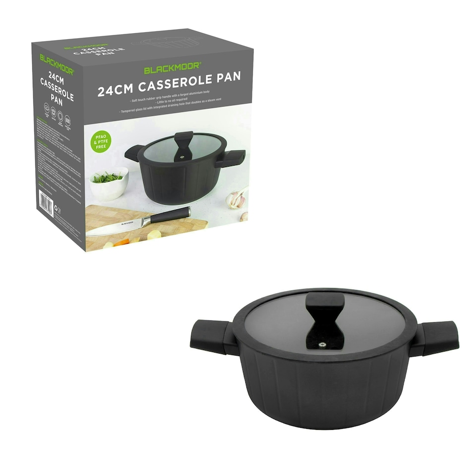 image 1 of Blackmoor 67299 Neuvo 24cm Stock Pot with Lid Black