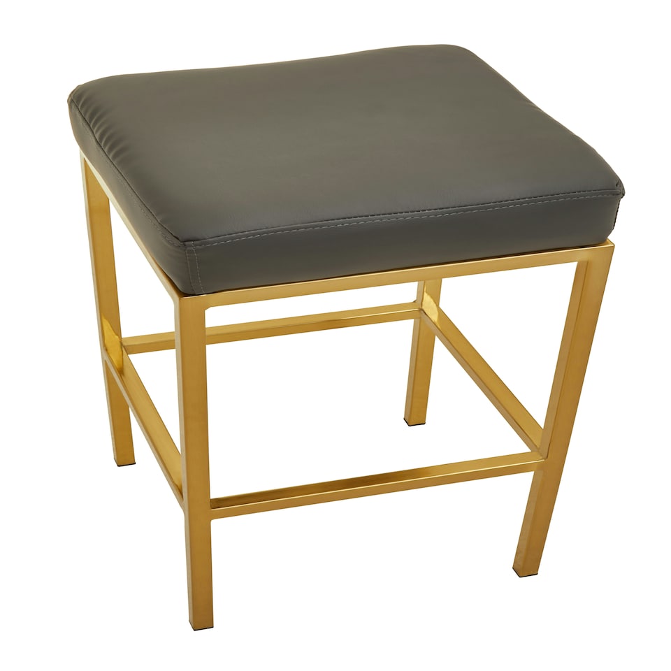 image 1 of Interiors by Premier Baina Dark Grey Pu And Gold Finish Bar Stool