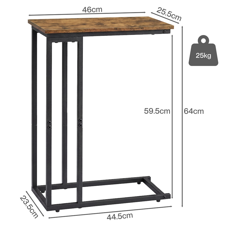 image 1 of Levede Side Table C Shaped Space Saving for Sofa Bedroom Rustic Brown