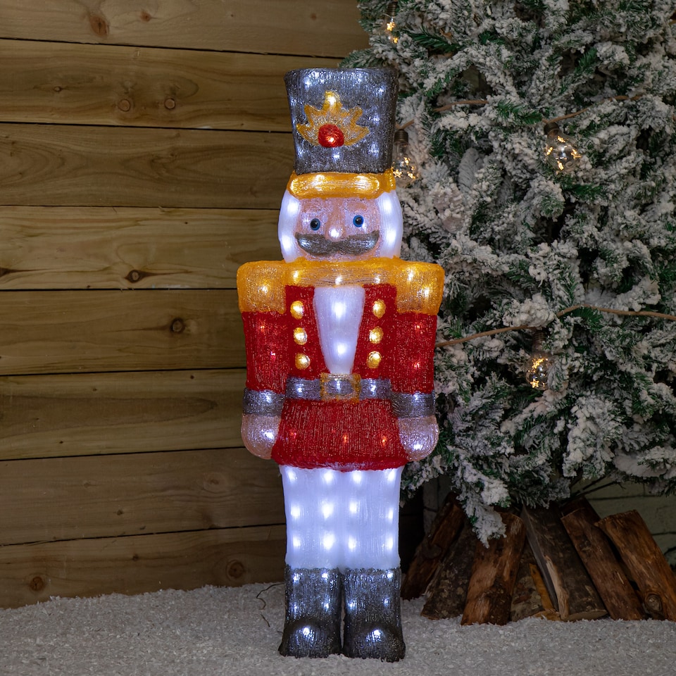 image 1 of 93cm Light up Acrylic Christmas Nutcracker Decoration with 140 White LEDs