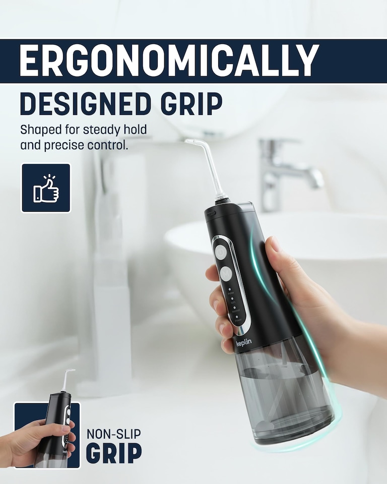 image 1 of Keplin Cordless Rechargeable Water Flosser 300ml Tank 4 Cleaning Modes
