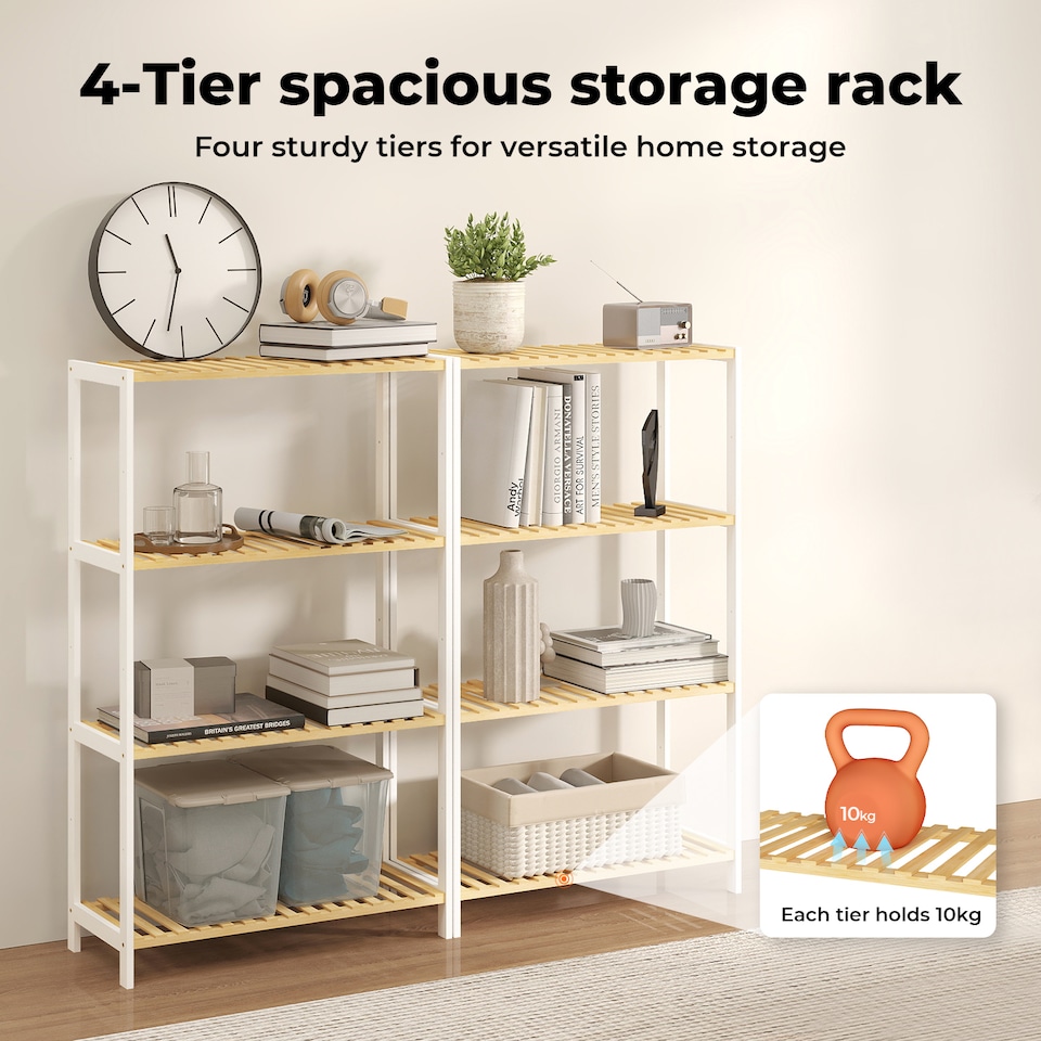 image 1 of Levede Bamboo Storage Shelf 4-Tier Shelving Unit