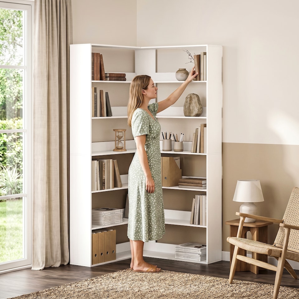 image 1 of HOMCOM 7 Tiers Corner Bookshelf, L-Shaped