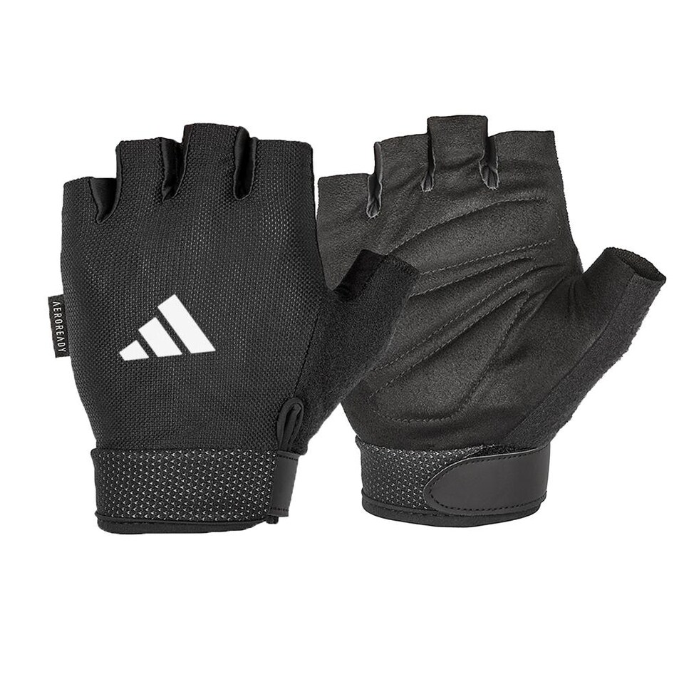 image 1 of Adidas Essential Adjustable Training Gloves, Aeroready Cooling, Padded Suede Palms. | Multi | White | L