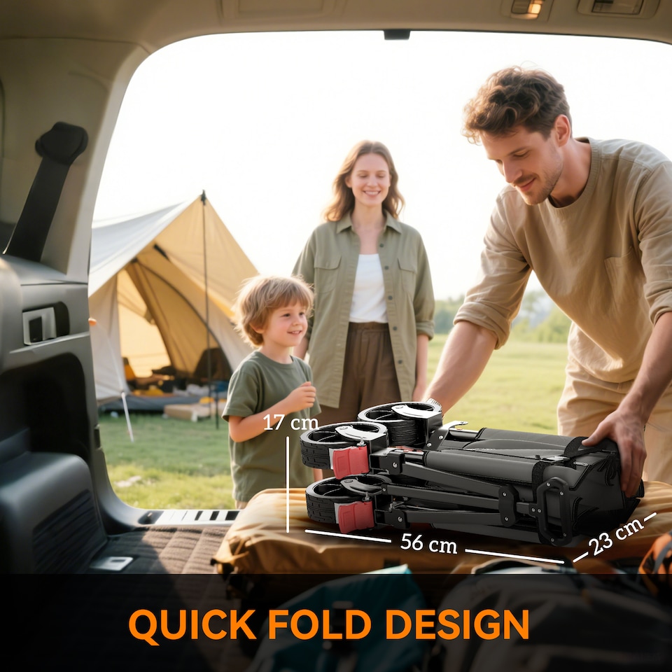 image 1 of Outsunny Folding Trolley on Wheels, Garden Cart with Openable Sides, Grey