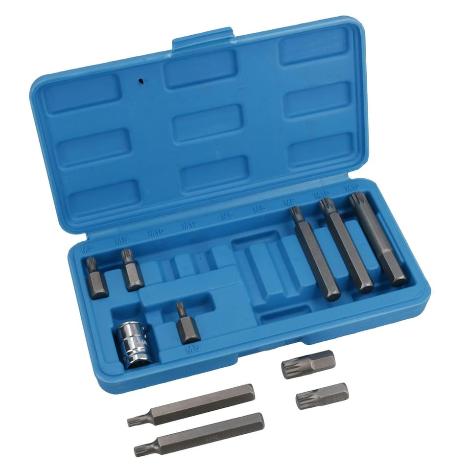 image 1 of Male Spline Shallow + Deep Bit Sockets 5mm - 12mm (M5-M12) 3/8in Drive