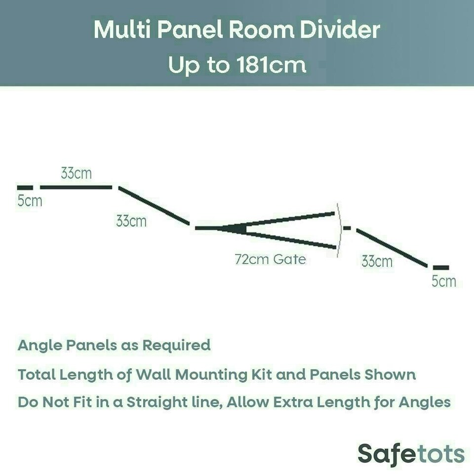 image 1 of Safetots Premium Multi Panel Room Divider, up to 181cm Wide, Grey, 70cm Tall, Multi Panel Flexible Room Barrier, Room Divider with Door for Baby Grey