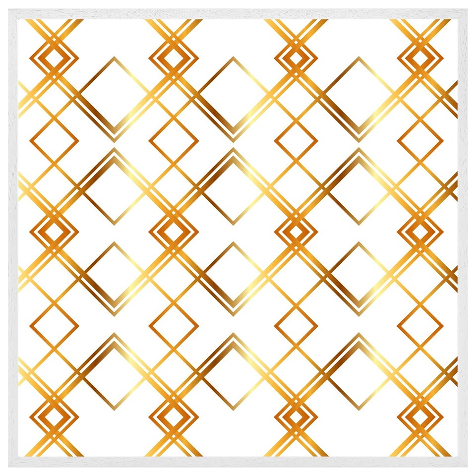 image 1 of Geometric golden pattern (Picture Frame) White | M