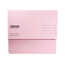 Pack of 10 Pink Card Premium Foolscap Document Wallets