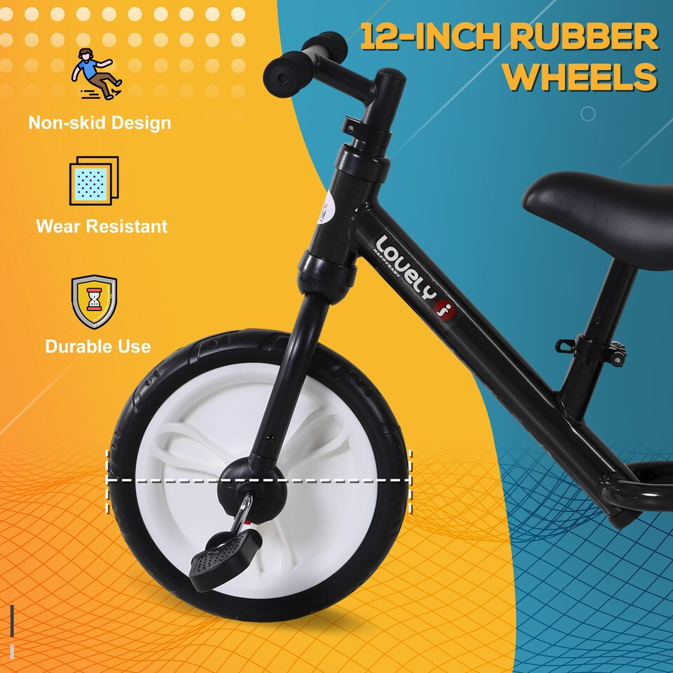 image 1 of HOMCOM Kids Balance Training Bike Toy w/ Stabilizers For Child 2-5 Years Black