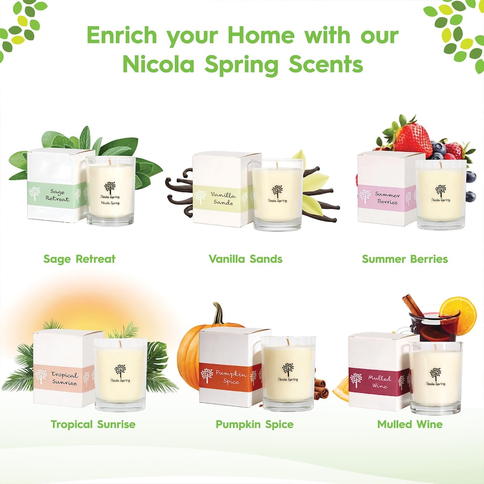 image 1 of Nicola Spring 3x Vanilla Sands Scented Candles - 160g 28h Natural Single Wick Soy Wax Aromatherapy Candle Home Fragrance