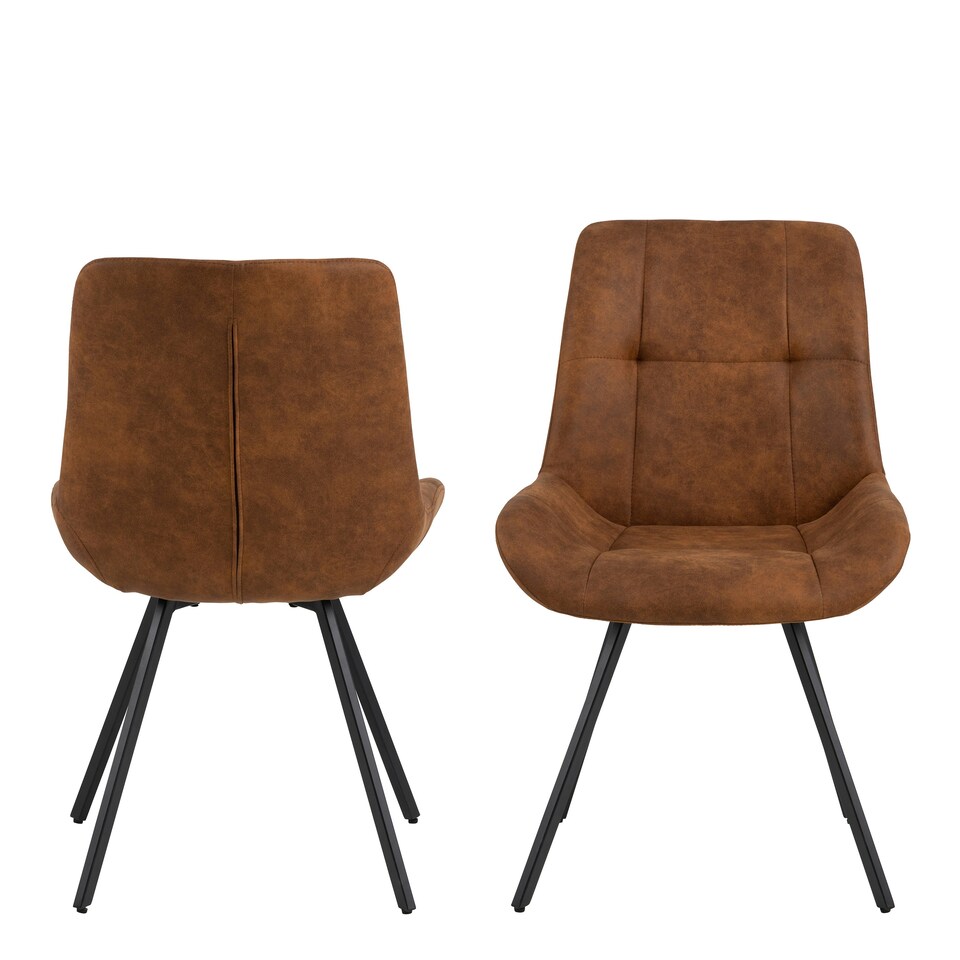 image 1 of Waylor Dining Chair in Brown Fabric Set of 2