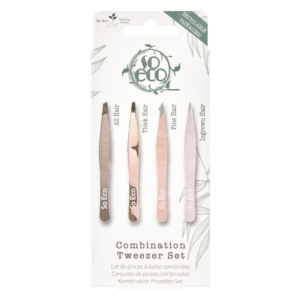 image 1 of So Eco 4 Piece Tweezer Set - Rose Gold