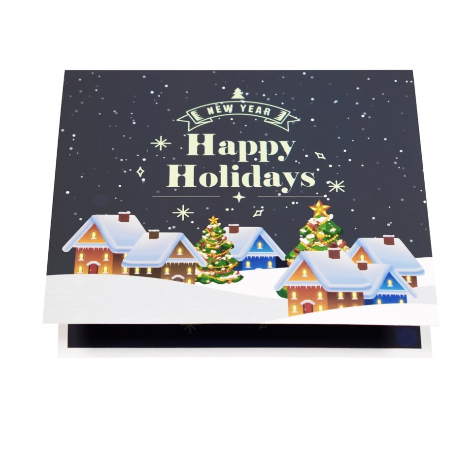 image 1 of Snowy Night Scene Happy Holidays & New Year 3D Pop Up Christmas Card