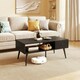 image 6 of COSTWAY 109 CM Coffee Table with Drawer and Storage Shelf Black Black