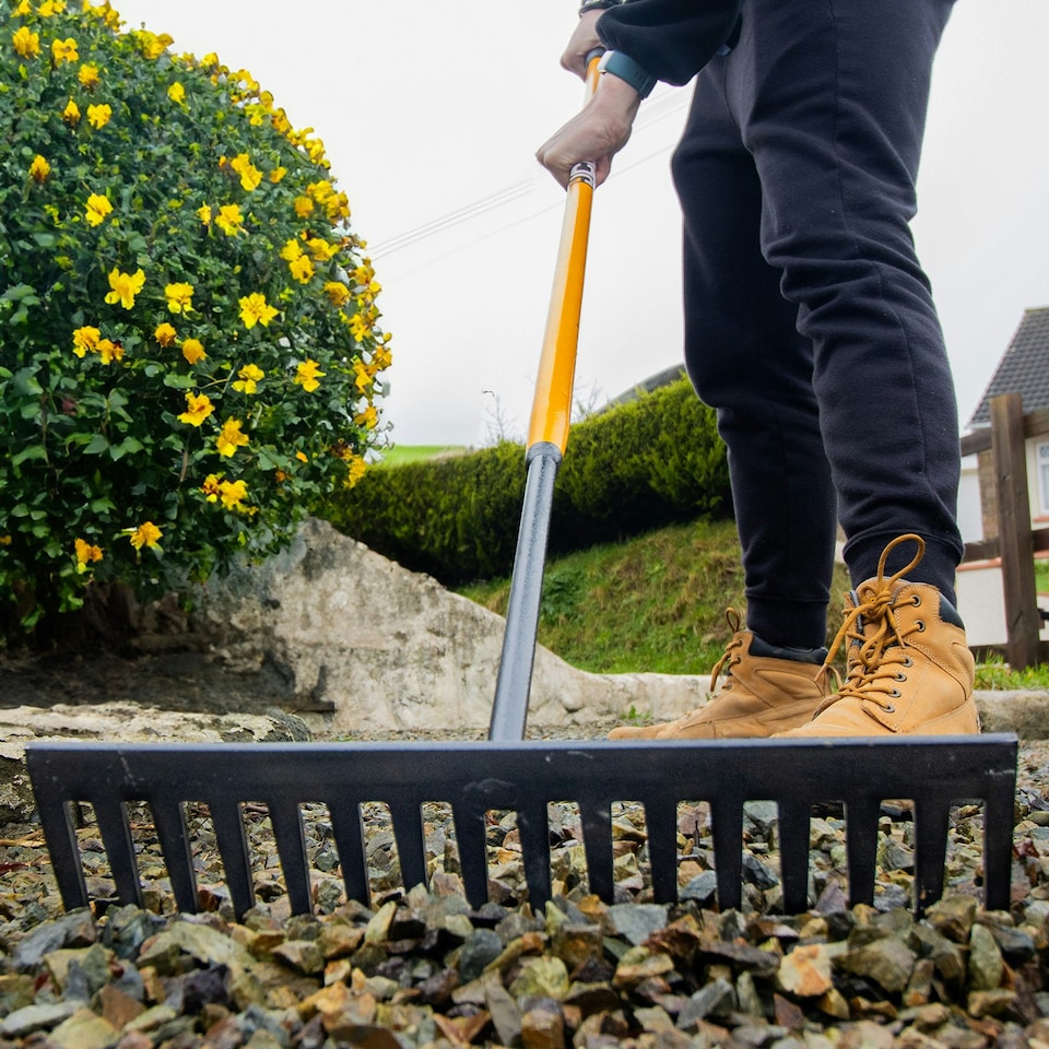 image 1 of JCB 170cm Contractors Rake, 16 Teeth Carbon Steel Heavy Duty Garden JCBCRK01
