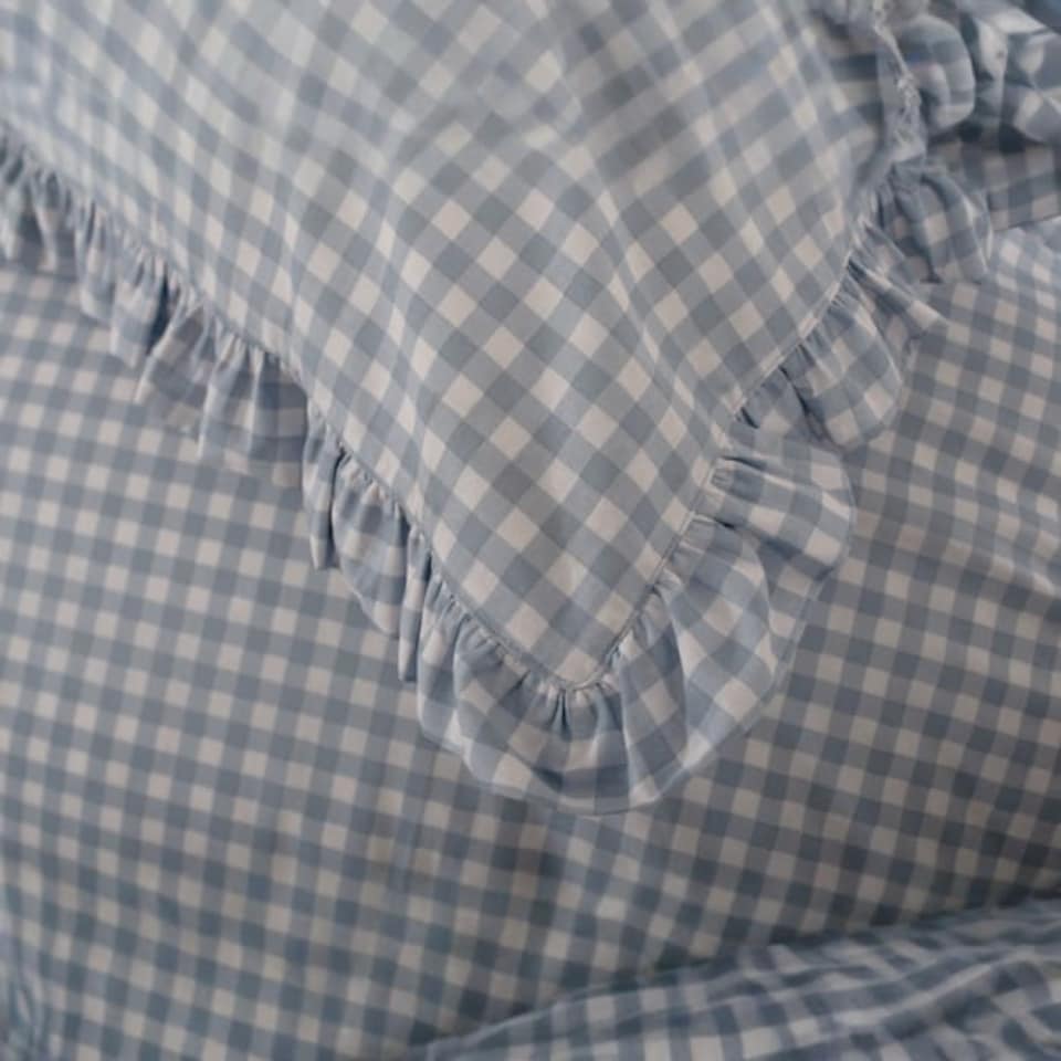image 1 of TLC Gingham Frilled Duvet Set