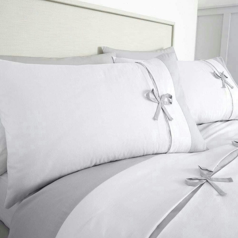 image 1 of Milo Bow Duvet Cover Set | White