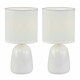image 1 of First Choice Lighting Cleo Set of 2 White Ceramic 26cm Lamps With Shades White | White