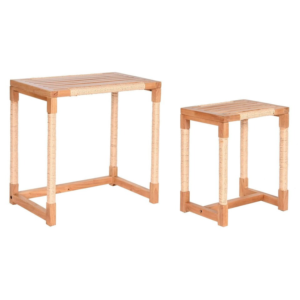 image 1 of Set of 2 tables Home ESPRIT Natural Rope Fir 58 x 38 x 60 cm N/A