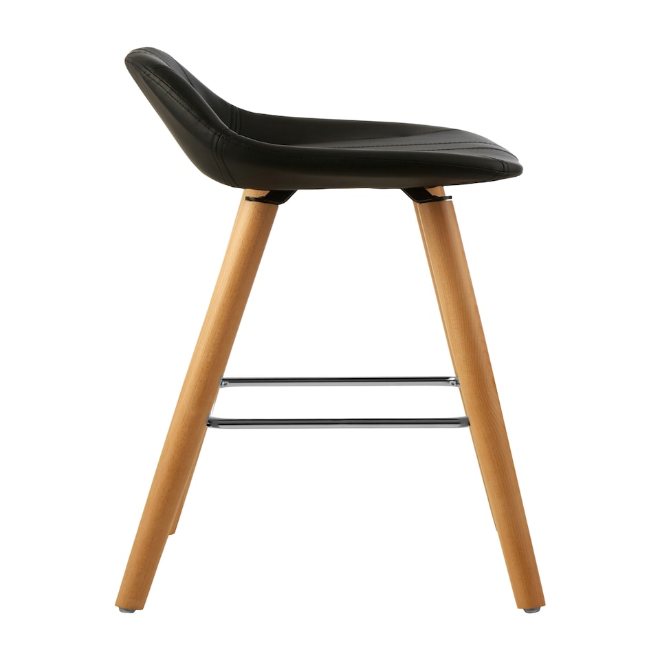 image 1 of Interiors by Premier Black Faux Leather Bar Stool, Comfortable Seating Bar Stool with Back, Easy to Clean Kitchen Bar Stool